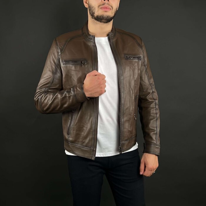 Veste Cuir Véritable Marron – Image 7