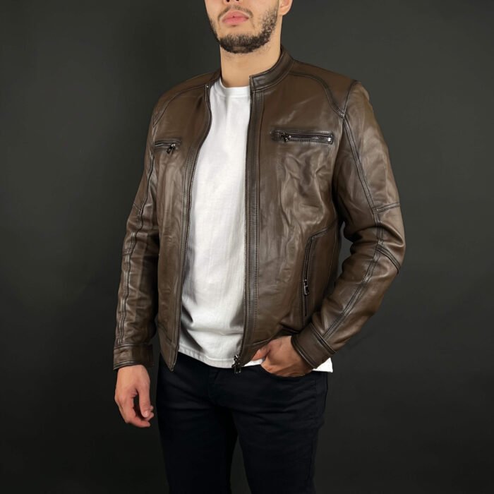 Veste Cuir Véritable Marron – Image 5