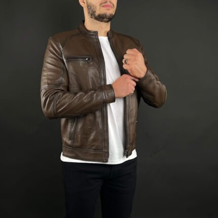 Veste Cuir Véritable Marron