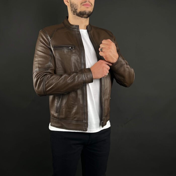 Veste Cuir Véritable Marron – Image 1