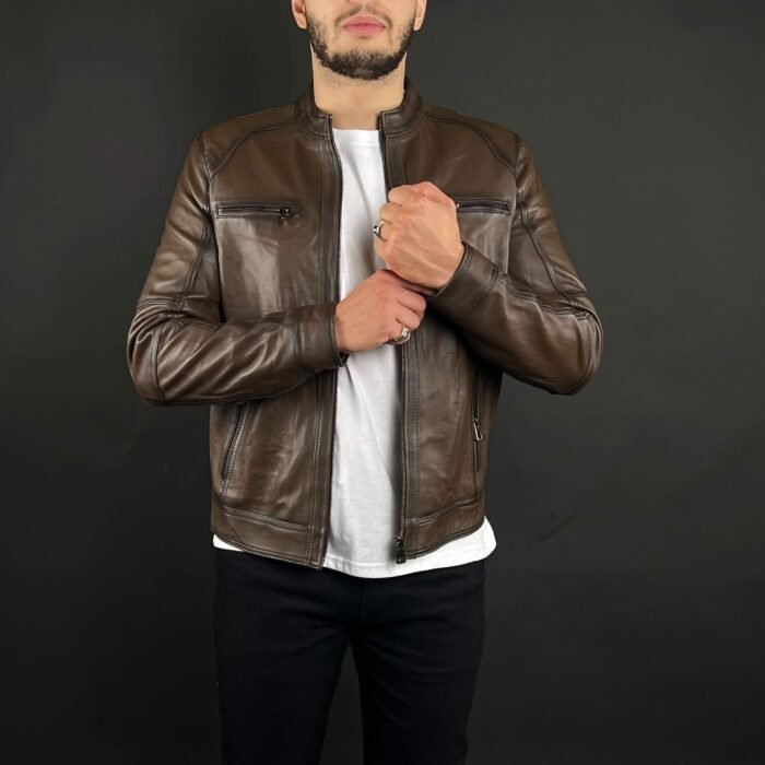 Veste Cuir Véritable Marron – Image 3